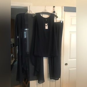 Brides- new with tags navy 3 piece pant, tank, jacket  very light weight size 10